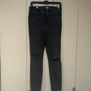 Madewell - Curvy High Rise Skinny Black Distressed Women's Jeans